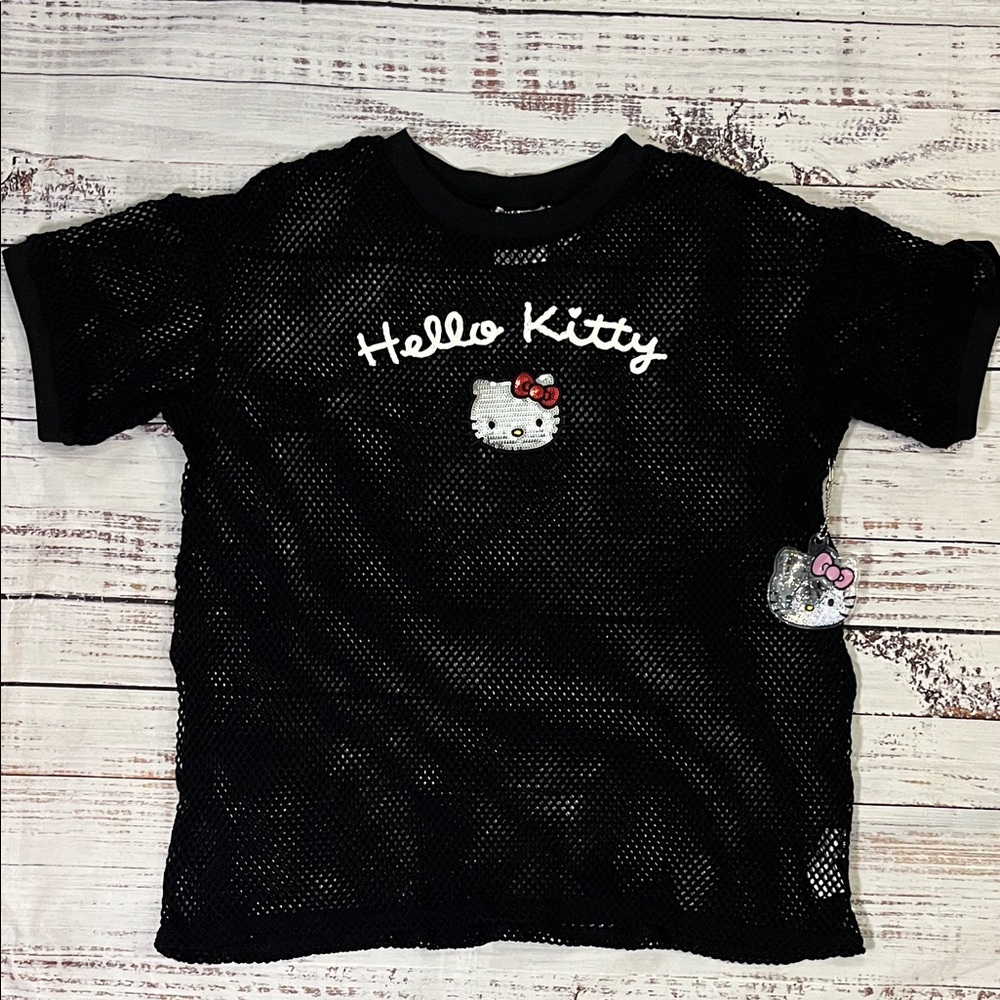 Sanrio Hello Kitty/ Forever 21 Black Mesh Women’s Tee Size XS